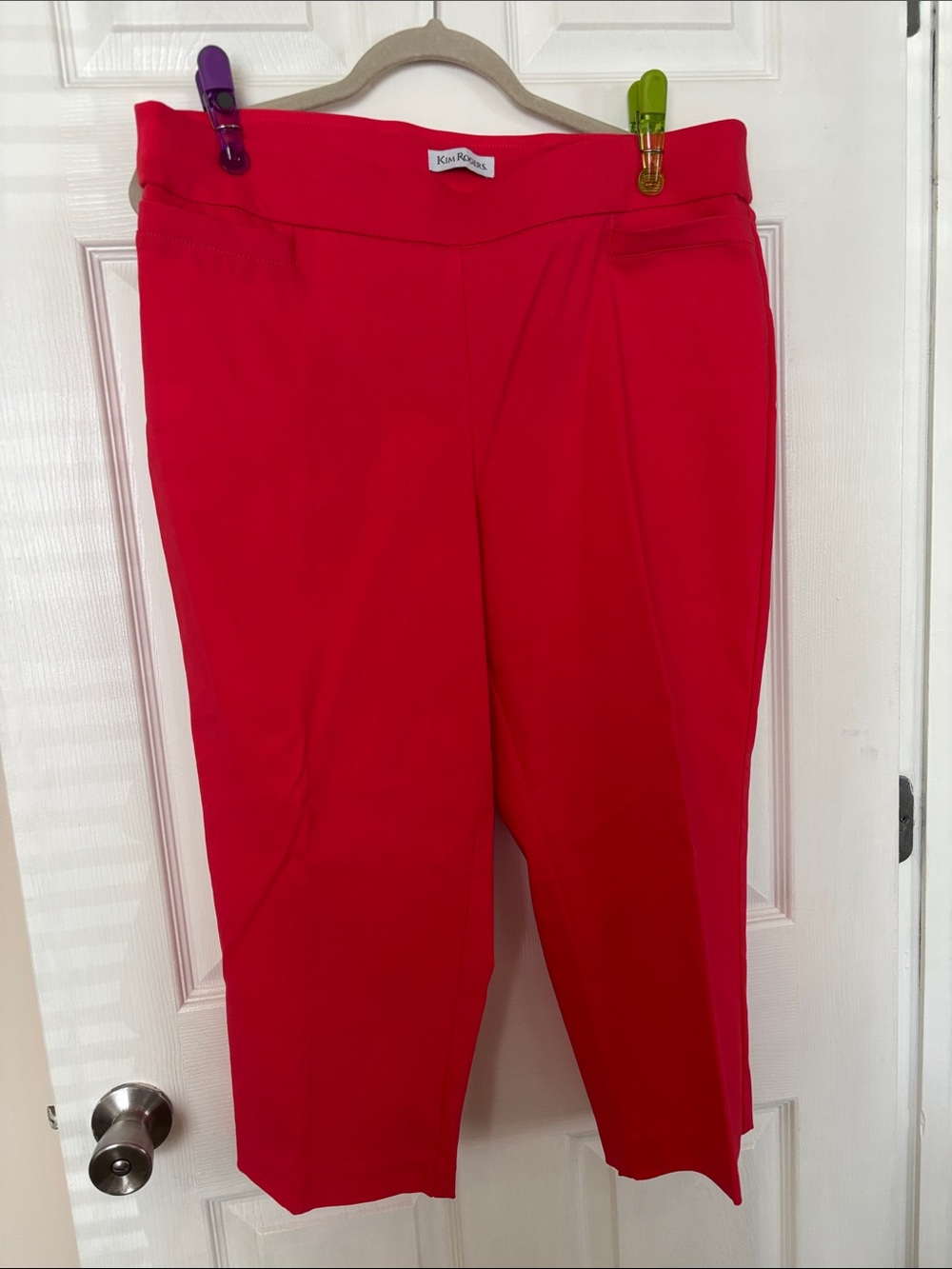Kim Rogers Bright Red Pull-On Capri Pants